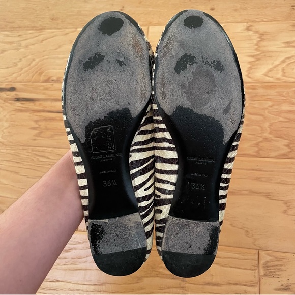 Saint Laurent Leather Dance Ballet Flats in Zebra Print Size 36.5 - Picture 4 of 9
